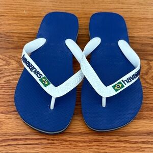 Havaianas Kids Navy Blue Flip Flops with White Straps